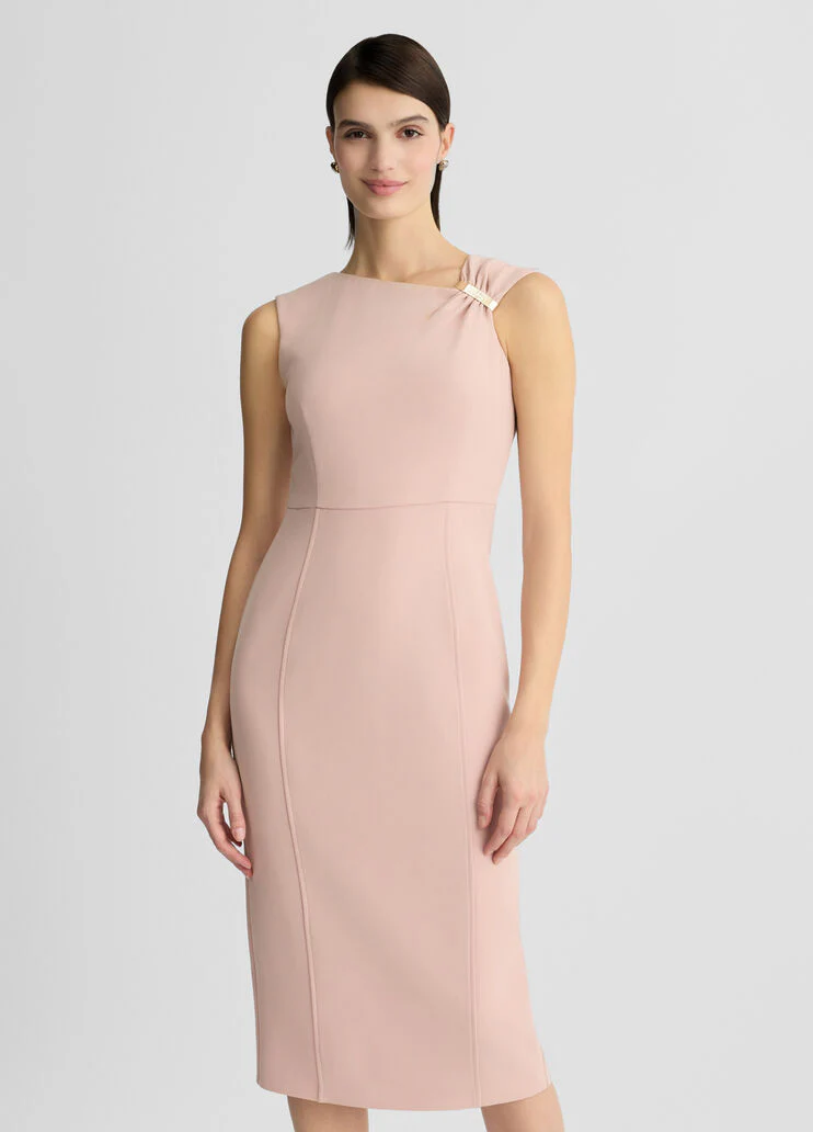 Pink crepe sheath dress