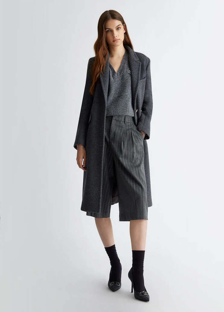 Slim-fit wool-blend coat