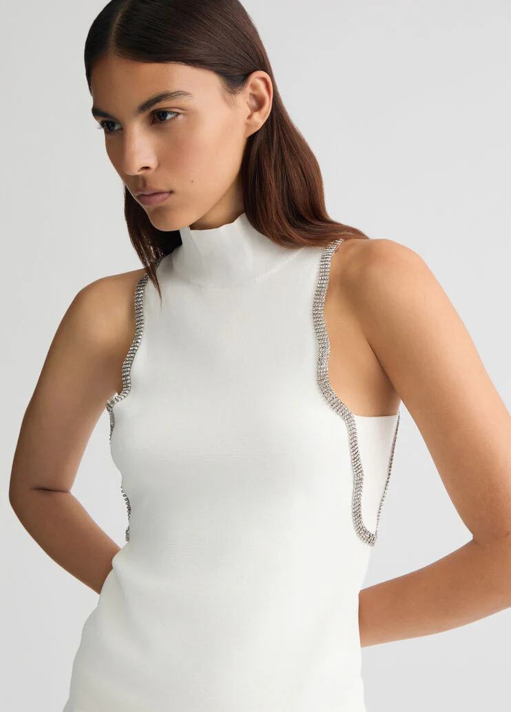 Knit top with rhinestones