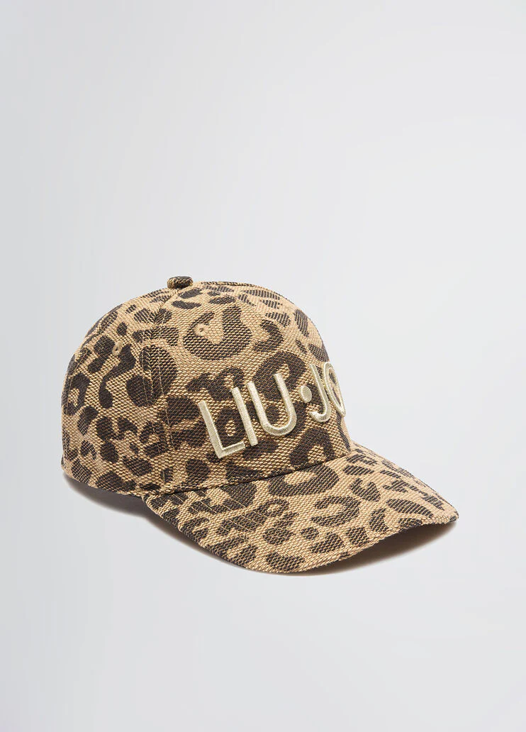 Brown animal-print jacquard baseball cap