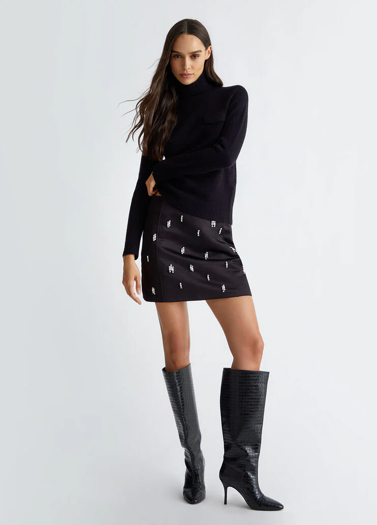 Wool-blend polo-neck with logo