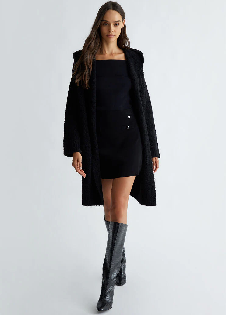 Wool blend knit coat