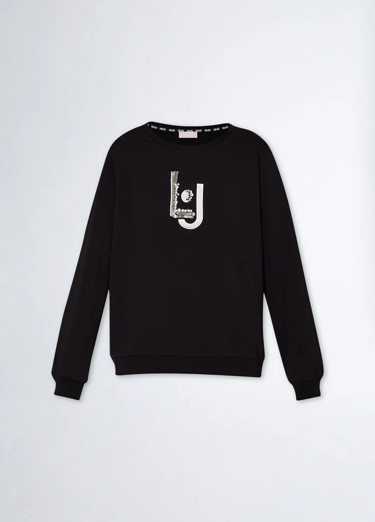 Sweatshirt with logo and gemstones