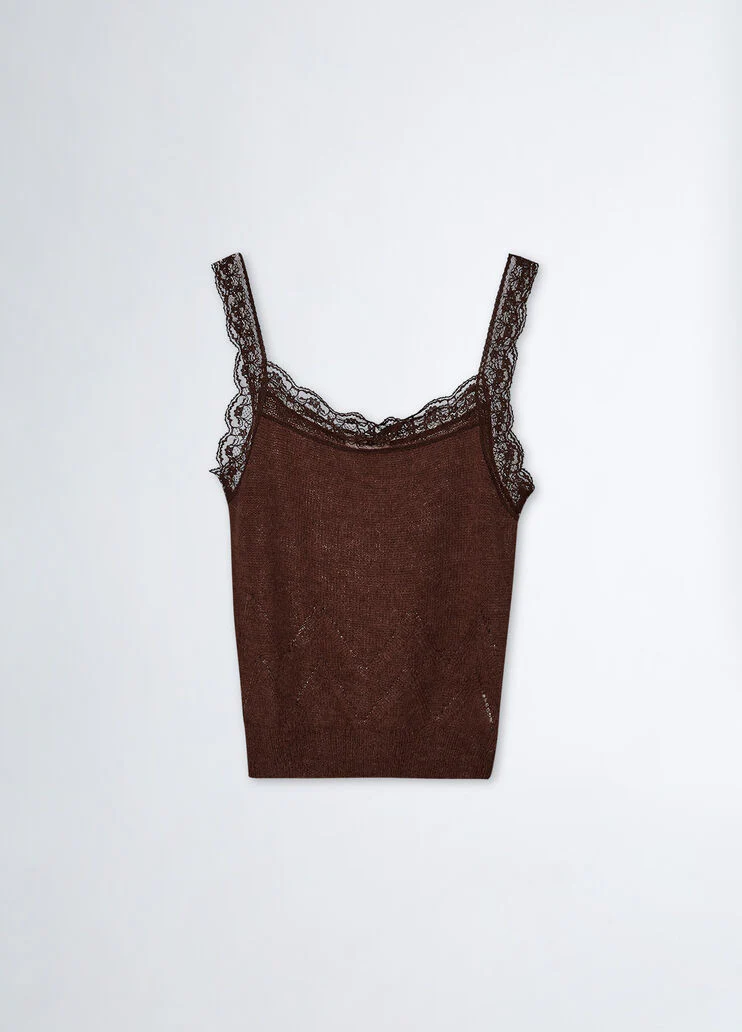 Knit top with lace