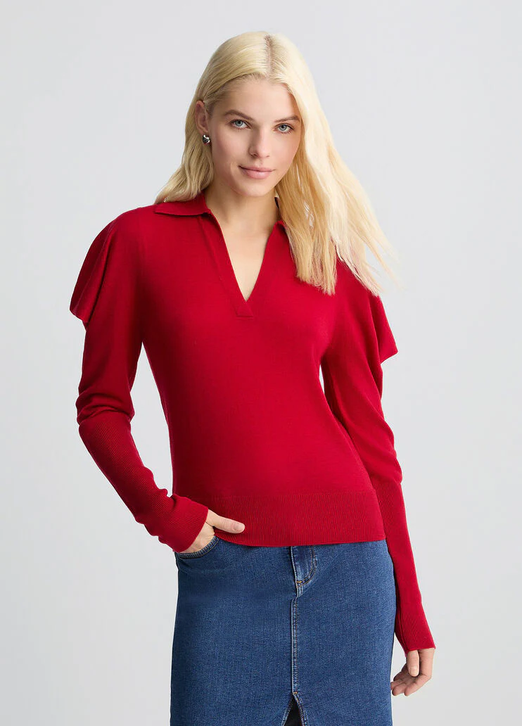 Red wool and cashmere jumper