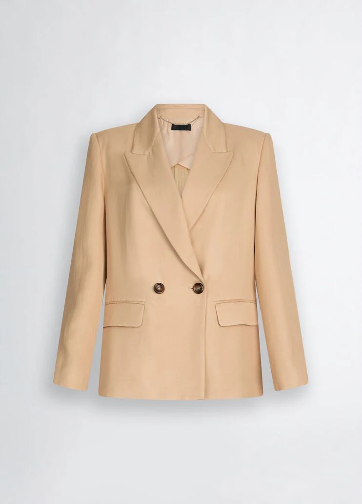 Double-breasted beige blazer