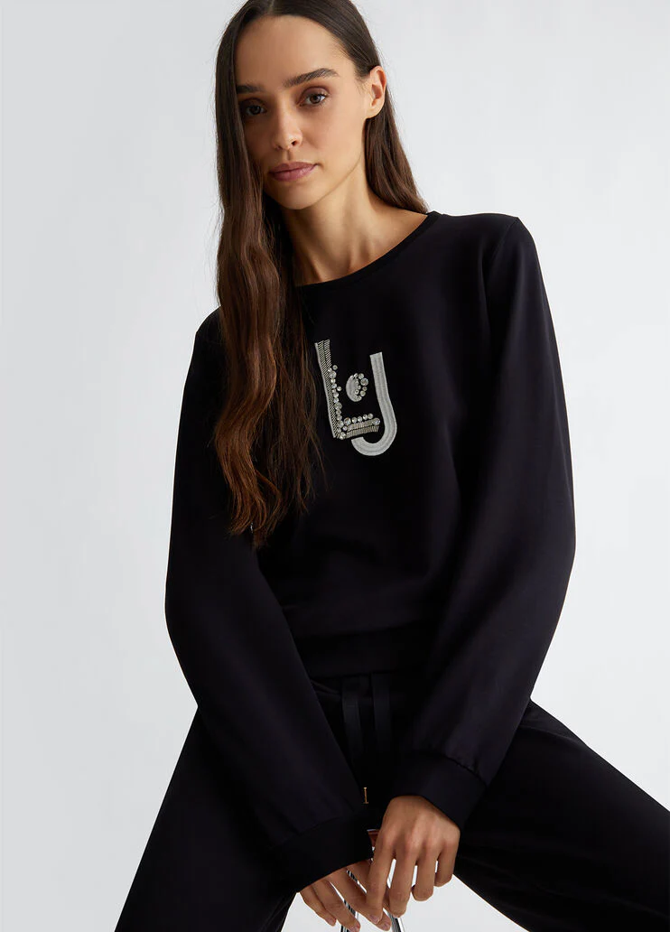 Sweatshirt with logo and gemstones