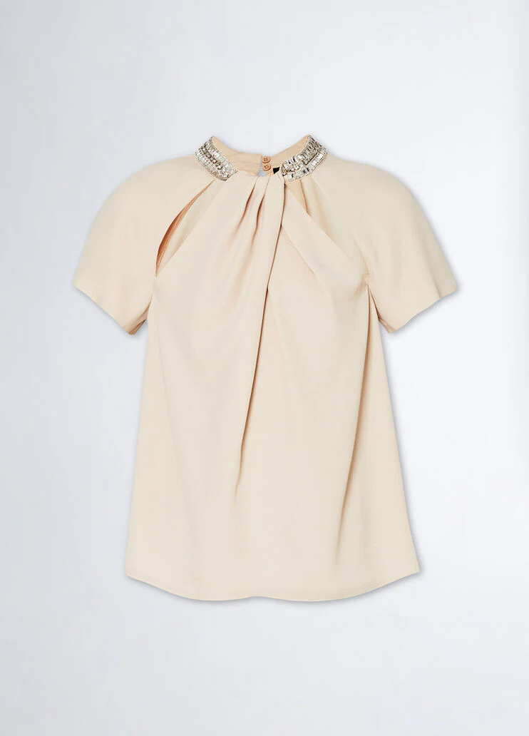 Georgette top with rhinestones