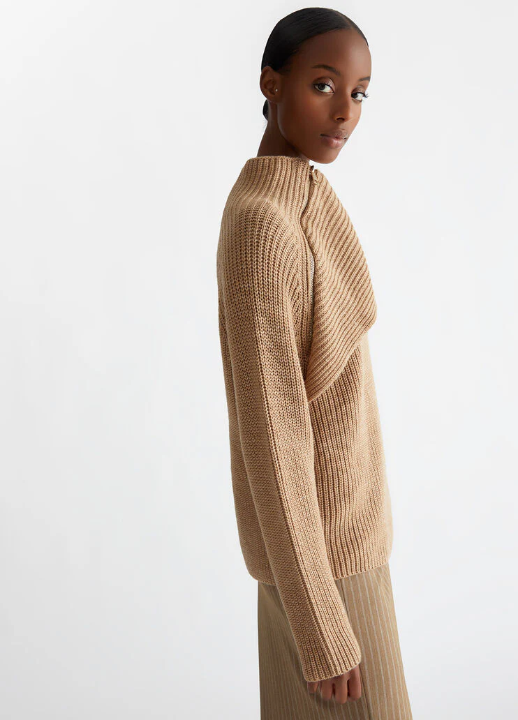 Rib-knit wool-blend sweater