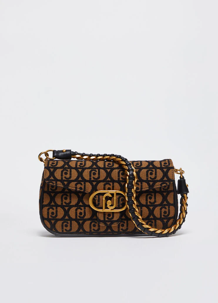 Jacquard shoulder bag with logo