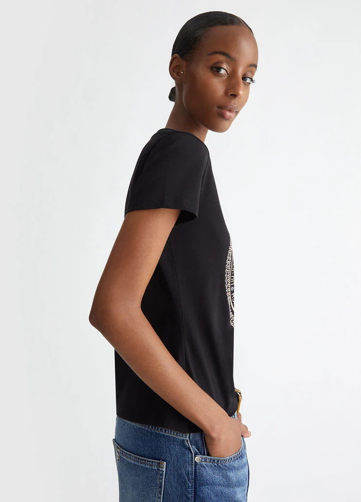 T-shirt with logo and gemstones