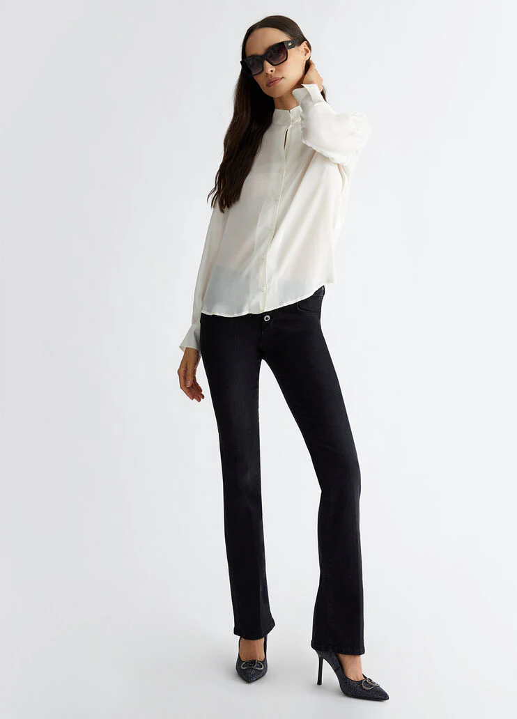 Silk-blend crepe shirt