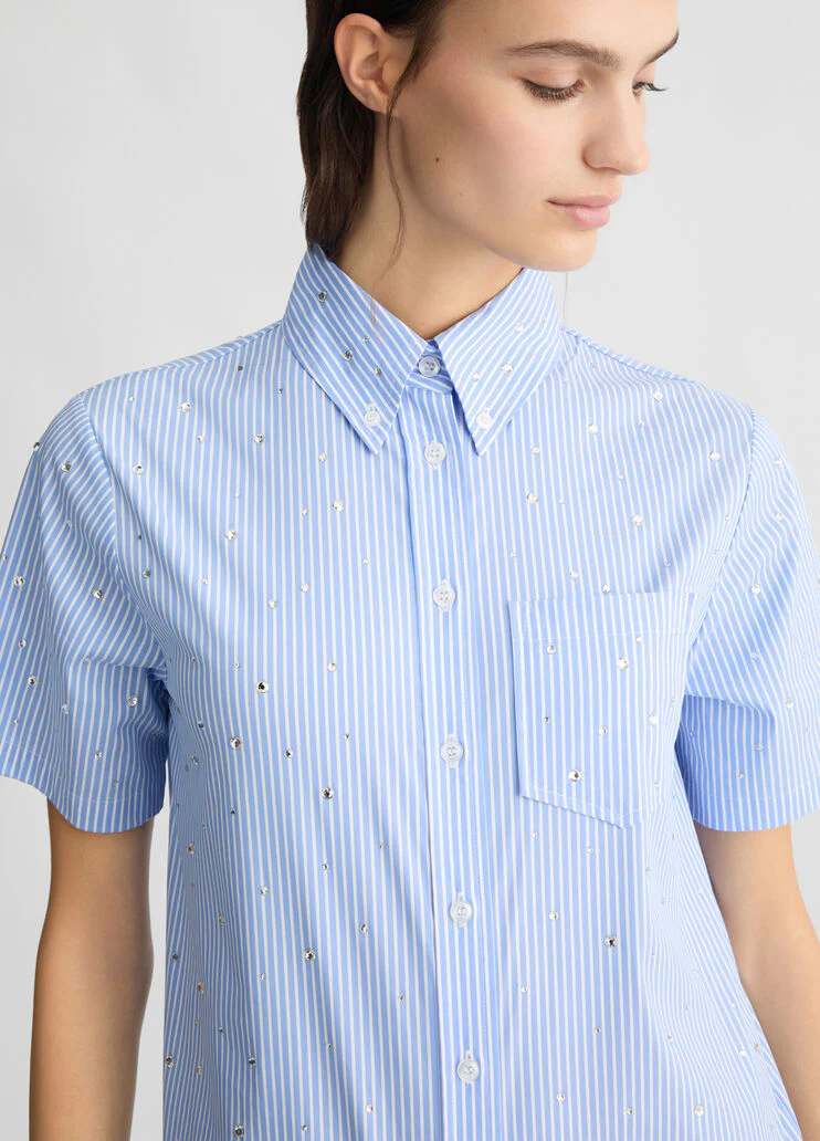 Striped light blue boxy shirt