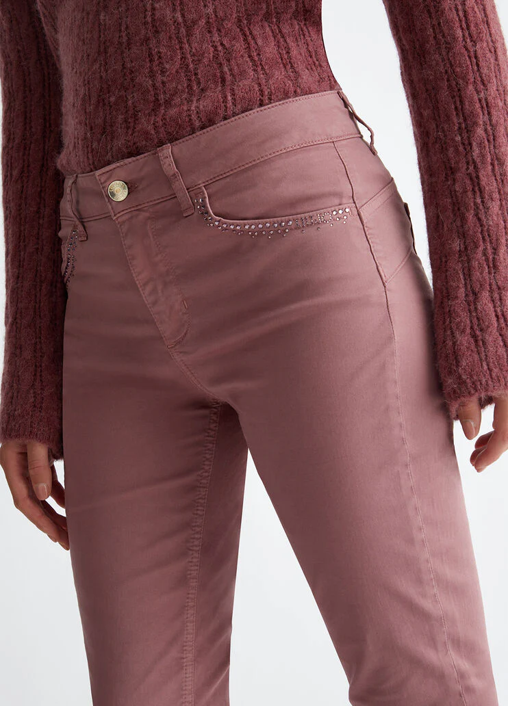 Bottom up trousers with rhinestones