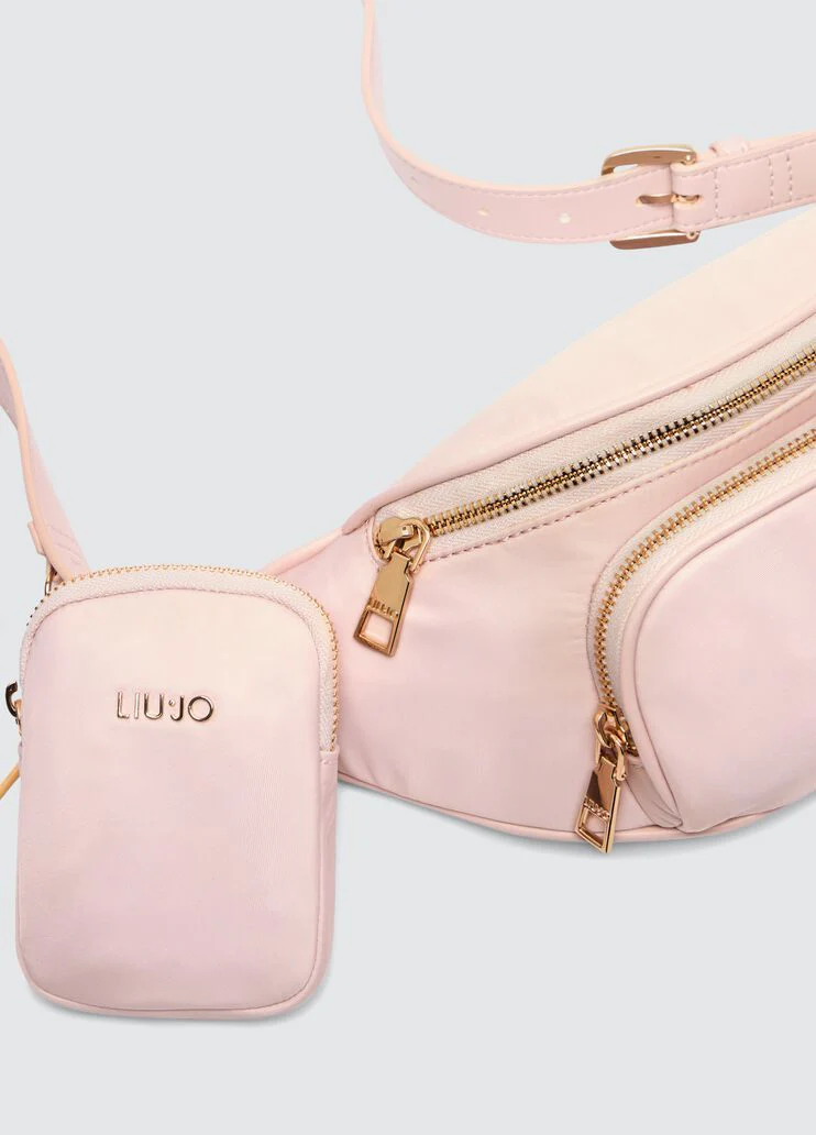 Nylon pouch bag with charm