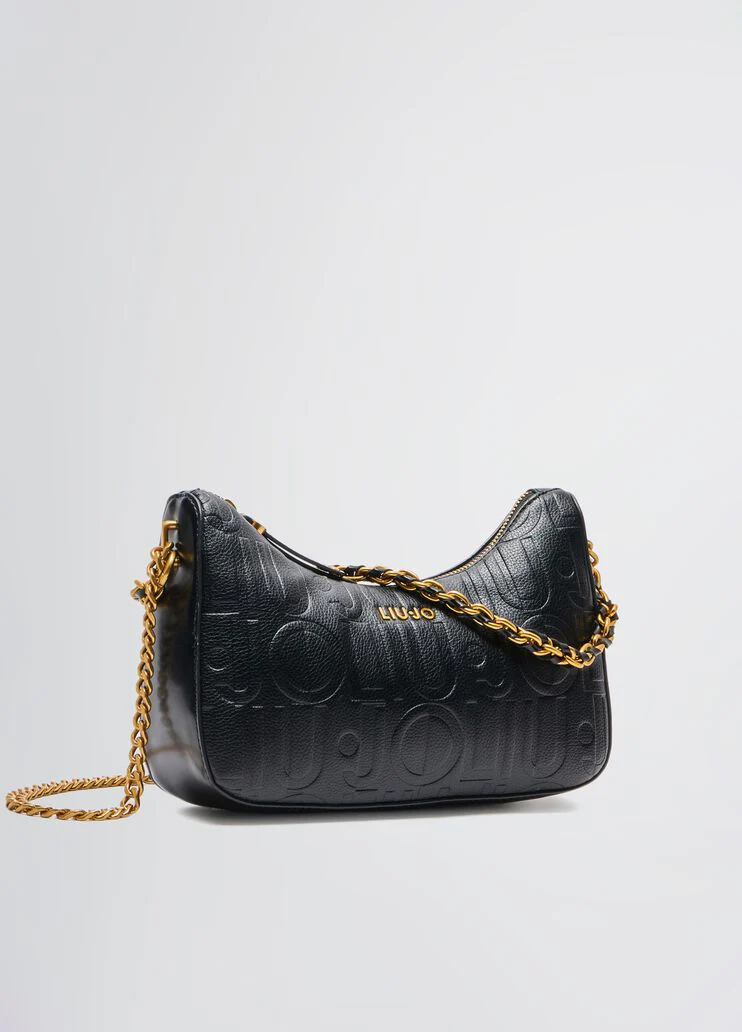 Black shoulder bag with logo