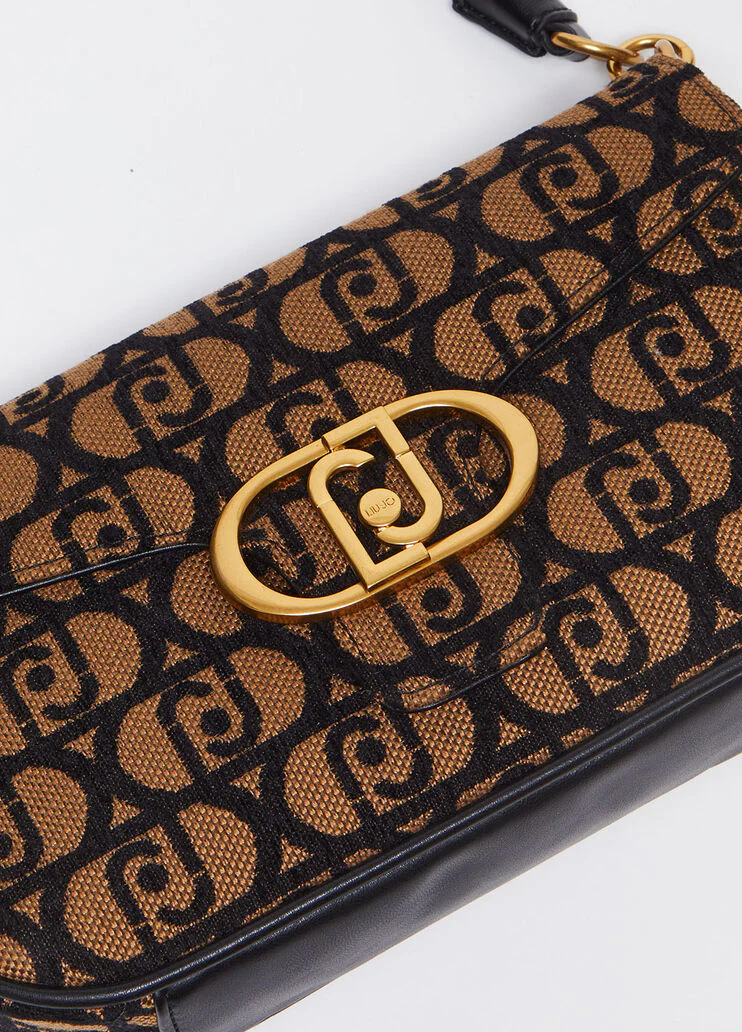 Jacquard shoulder bag with logo