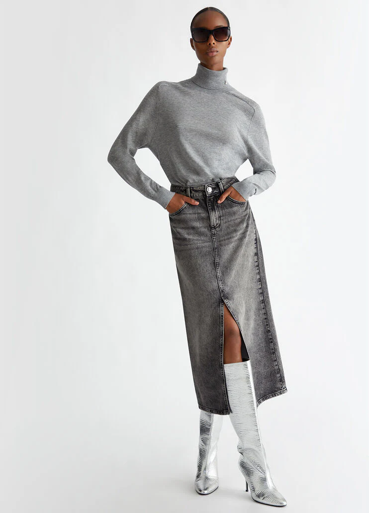 Cotton and cashmere polo-neck