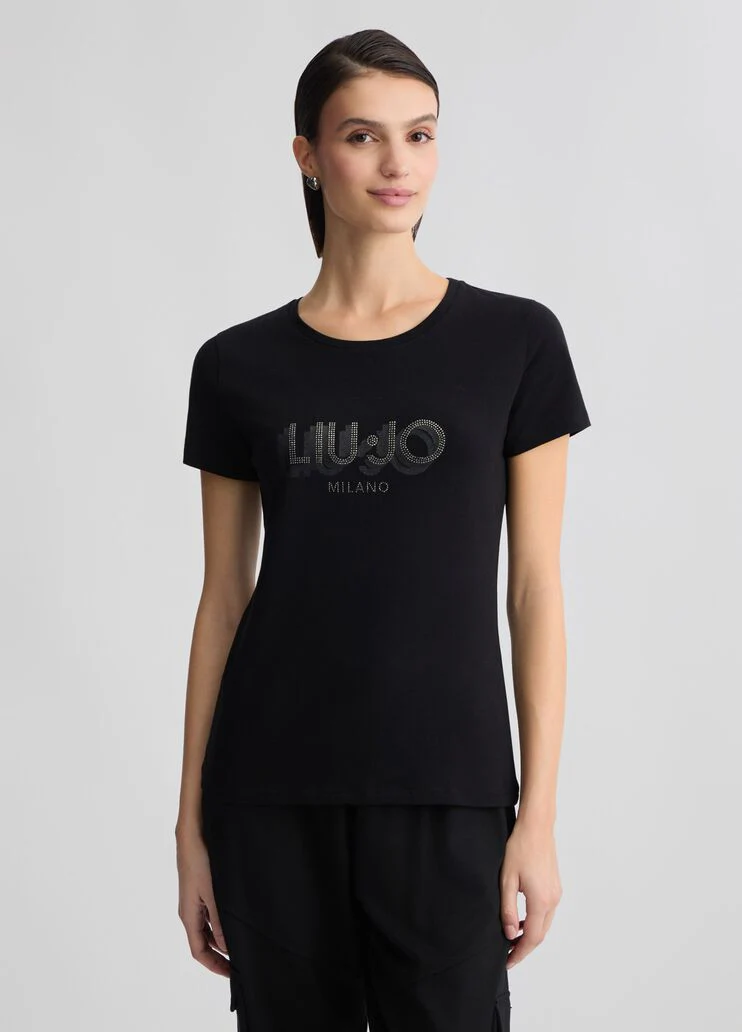 T-shirt with logo and gemstones