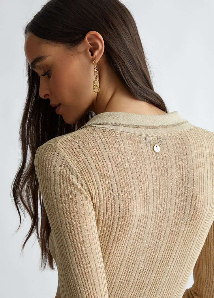 Lurex knit polo-shirt