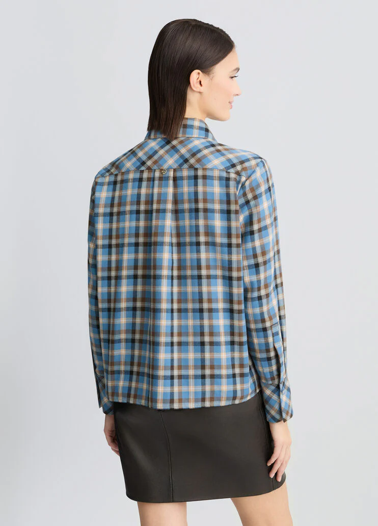 Checked shirt with bejewelled embroidery