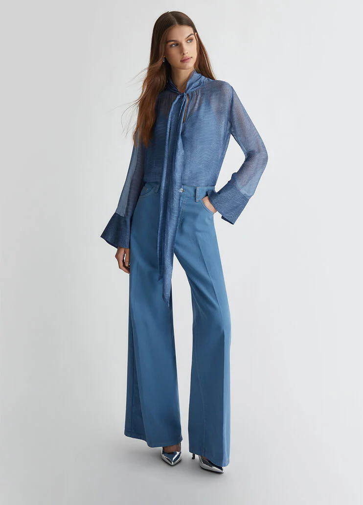 Printed silk blend blouse