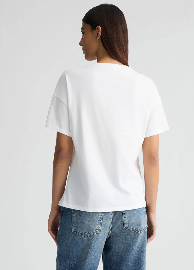 Printed T-shirt with rhinestones