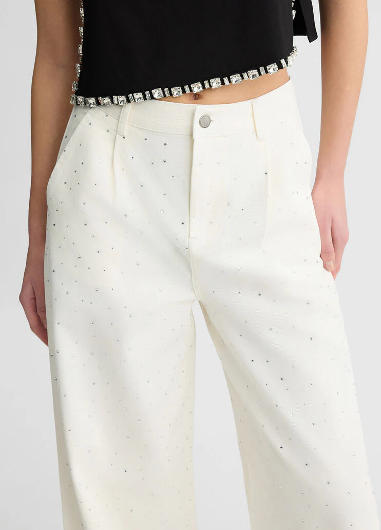 Flared jeans with rhinestones
