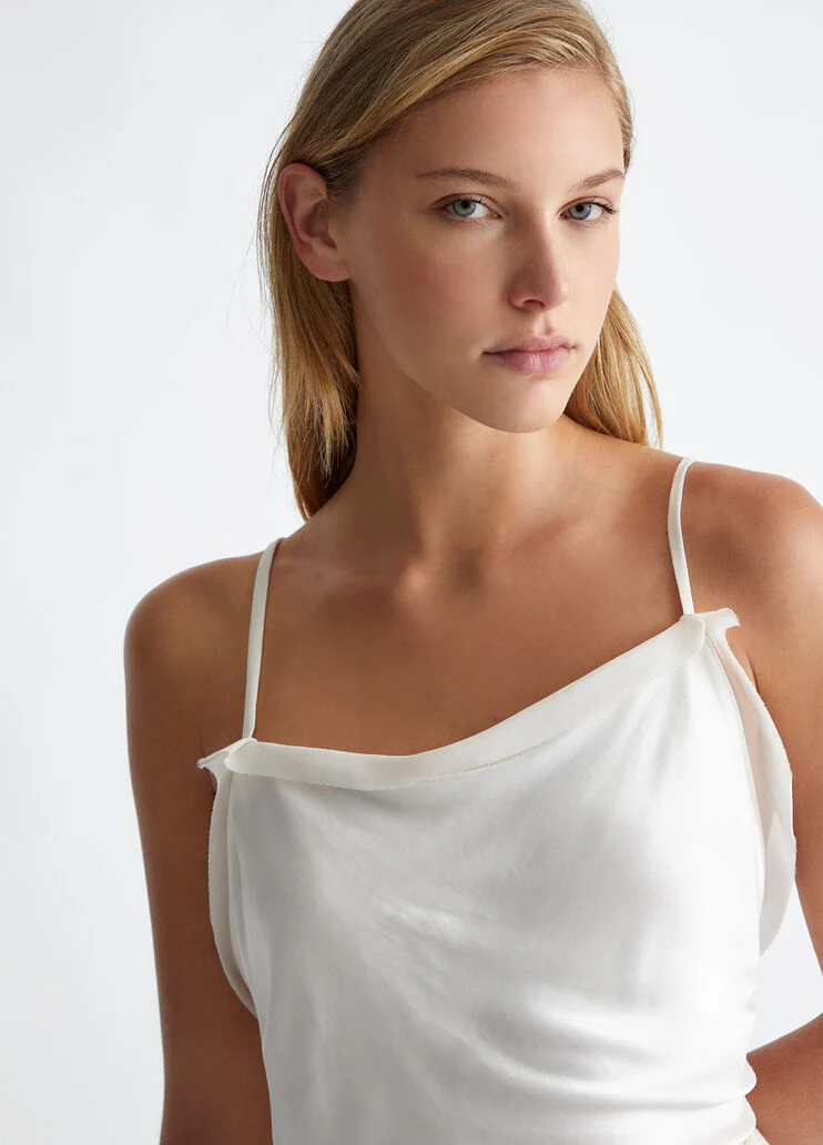 Asymmetrical satin top
