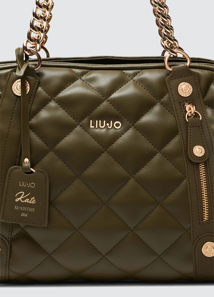 Quilted khaki green handbag