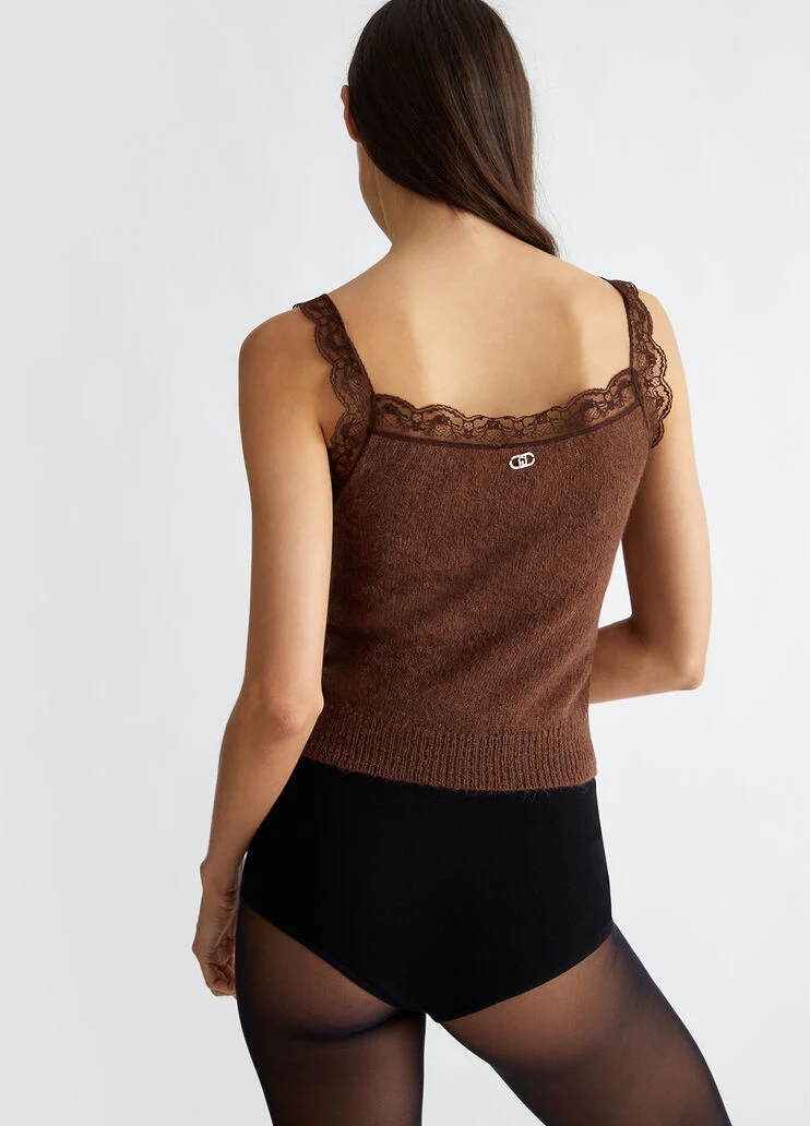 Knit top with lace