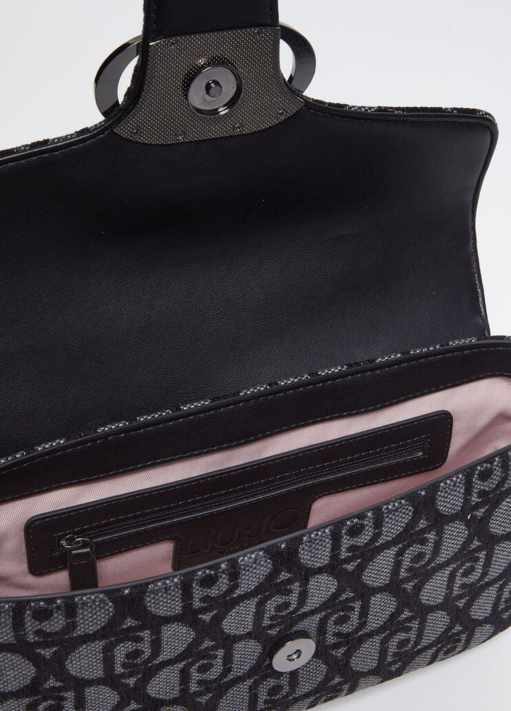 Jacquard shoulder bag with logo