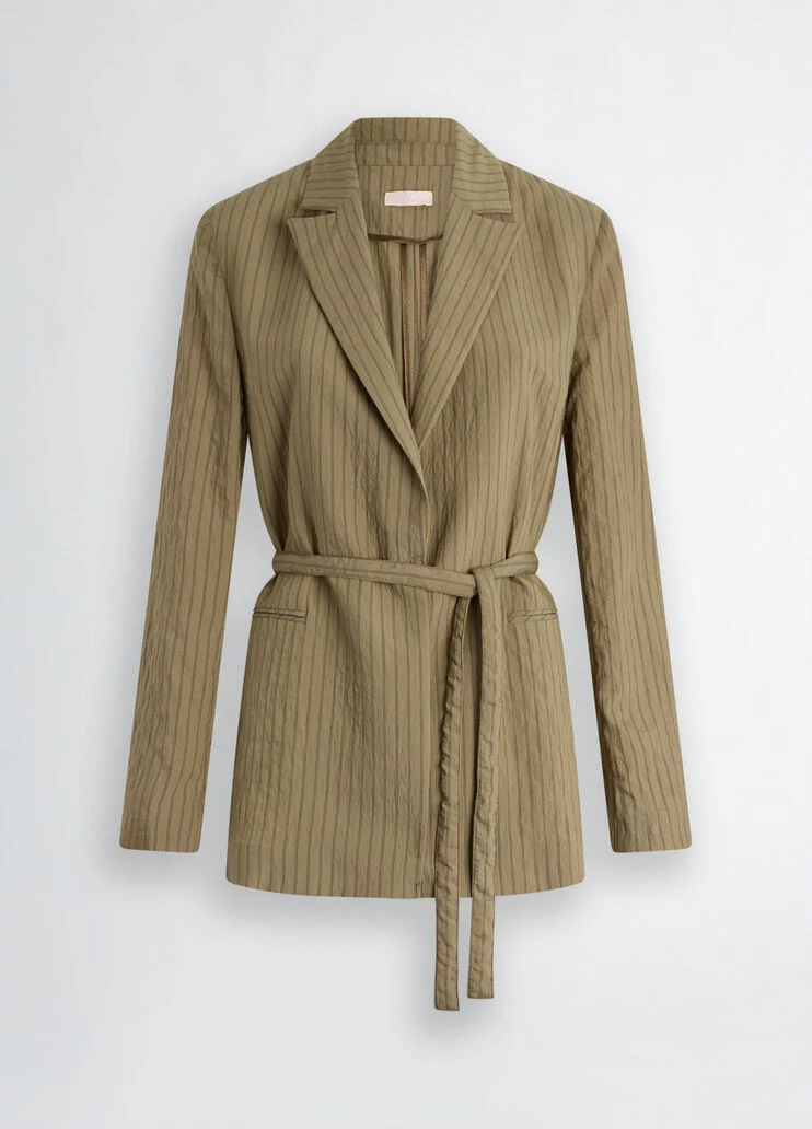 Striped blazer with belt