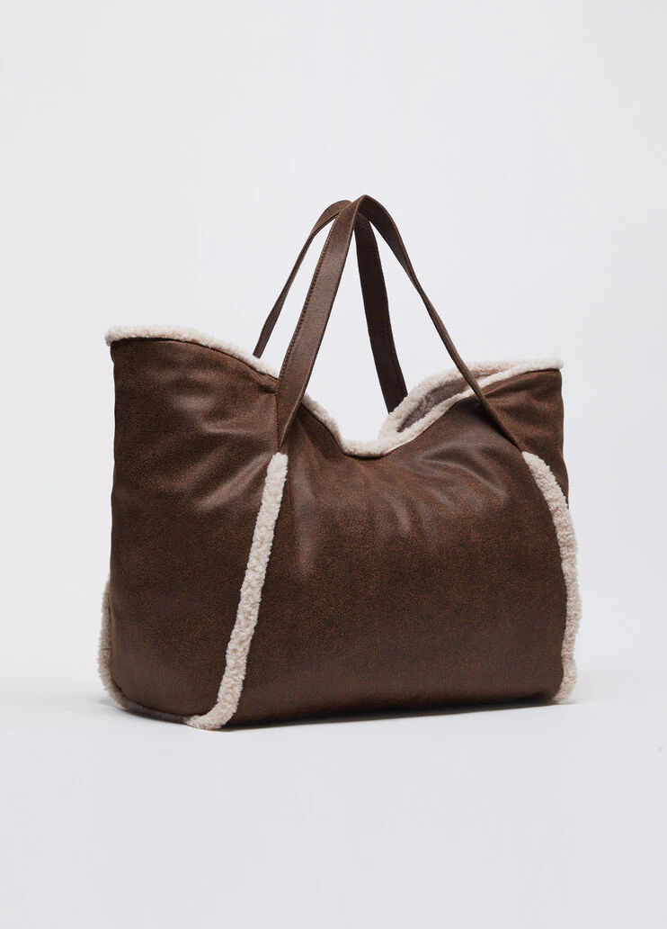 Coated fabric tote bag with clutch