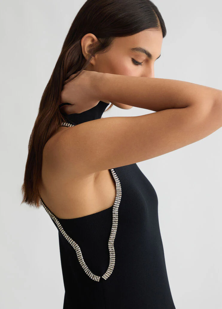 Knit top with rhinestones