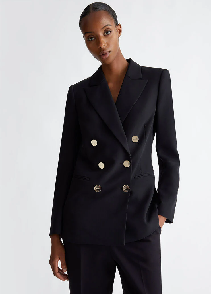 Double-breasted stretch blazer