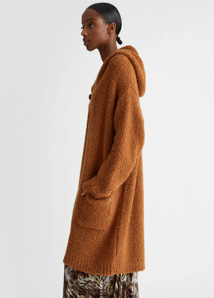 Wool blend knit coat