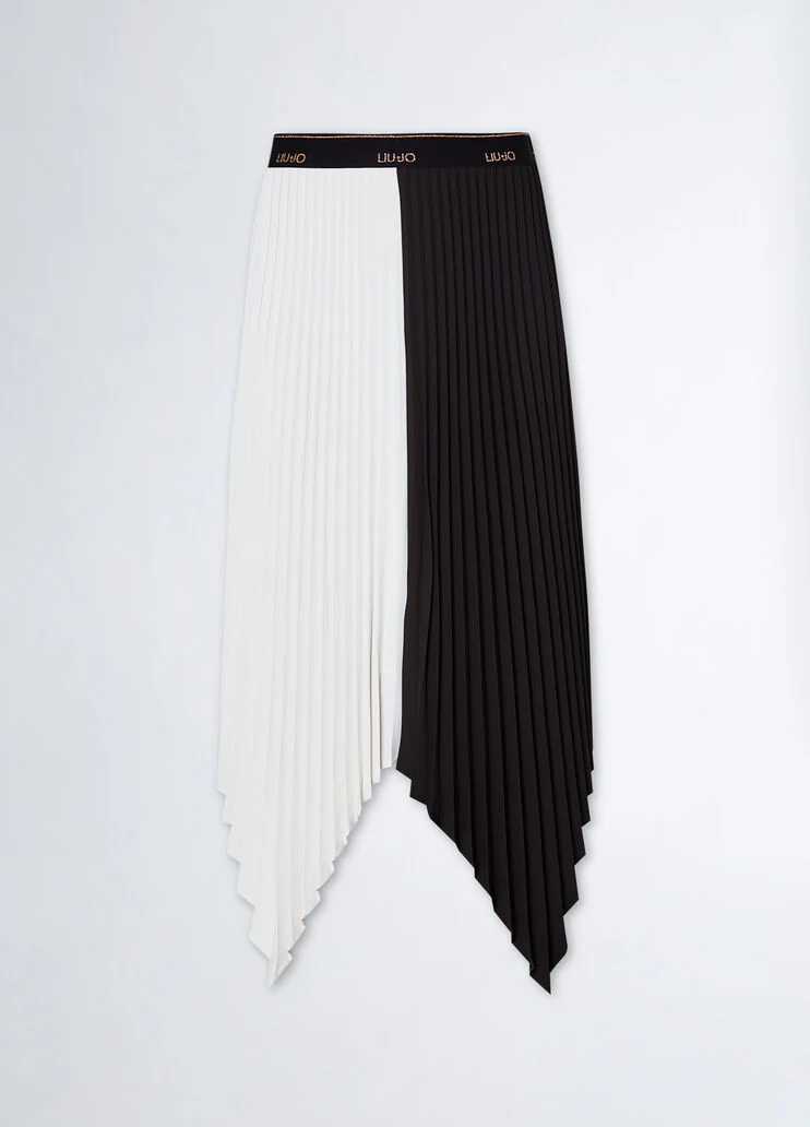 Pleated asymmetrical skirt