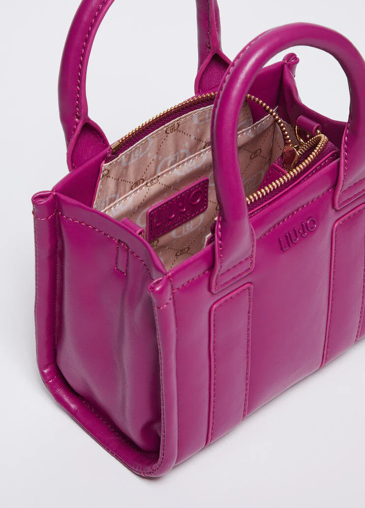 Mini shopping tote with shoulder strap