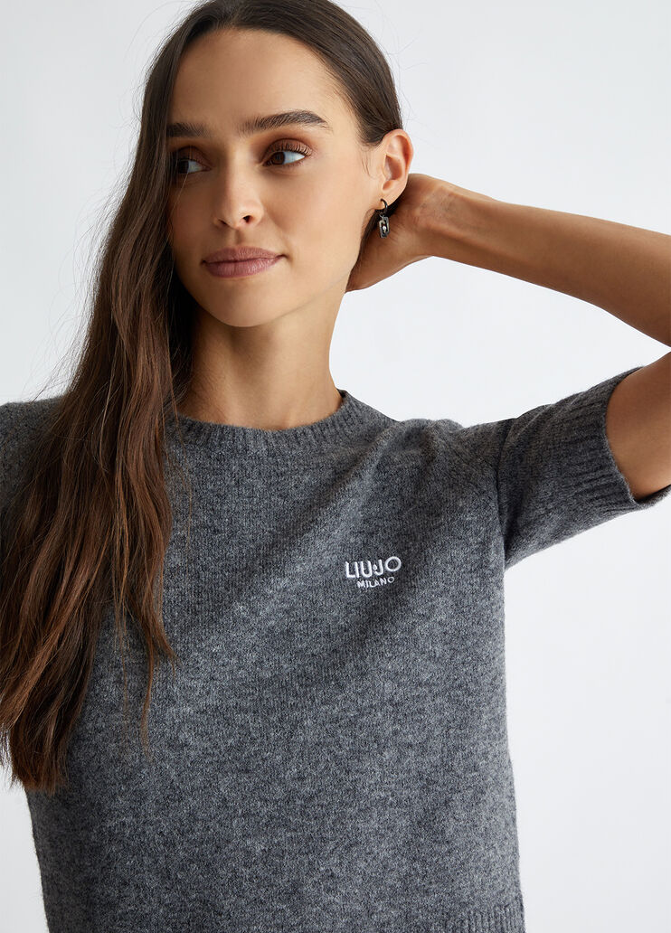 Wool-blend T-shirt with logo