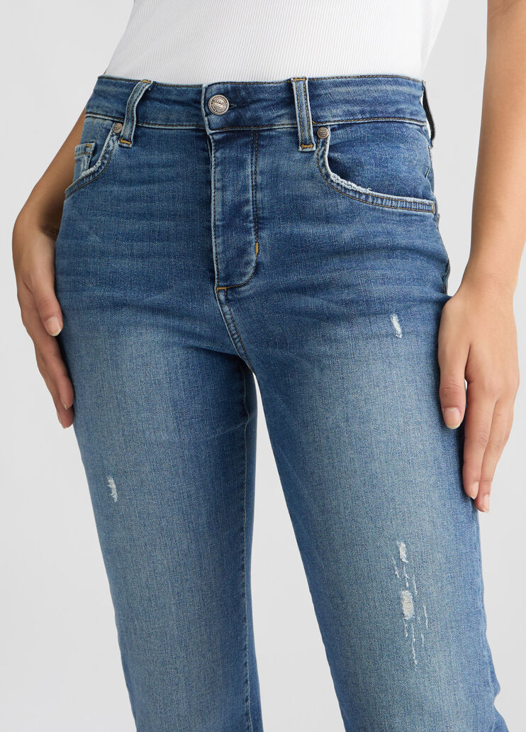 Blue straight-leg high-rise jeans