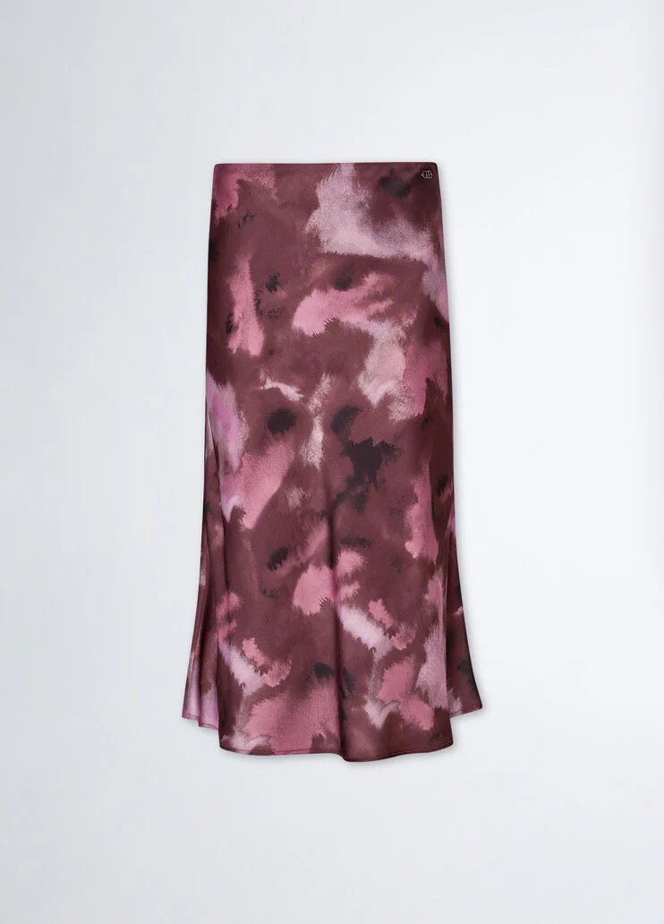 Printed twill skirt