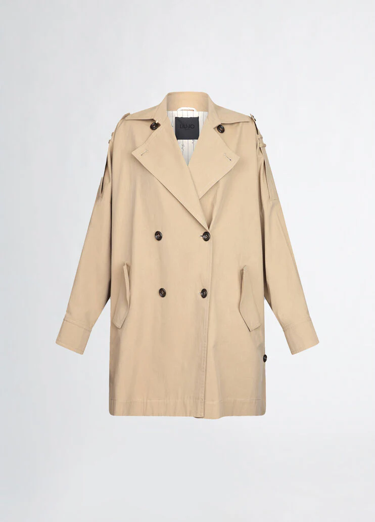 Beige gabardine trench coat