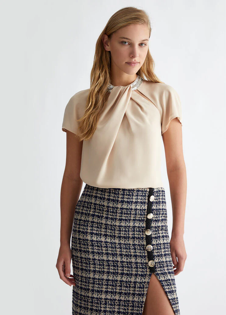 Georgette top with rhinestones