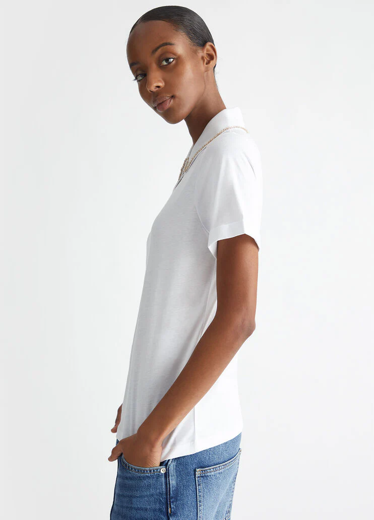 Polo shirt with rhinestones