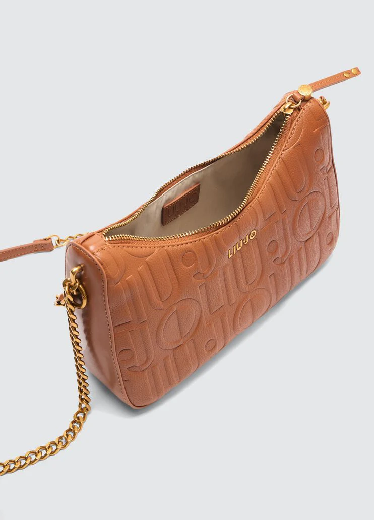 Brown shoulder bag with logo