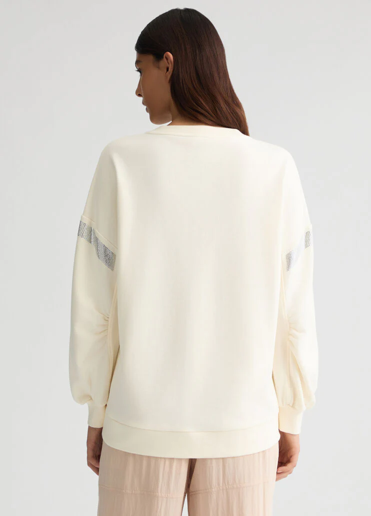White sweatshirt with rhinestones