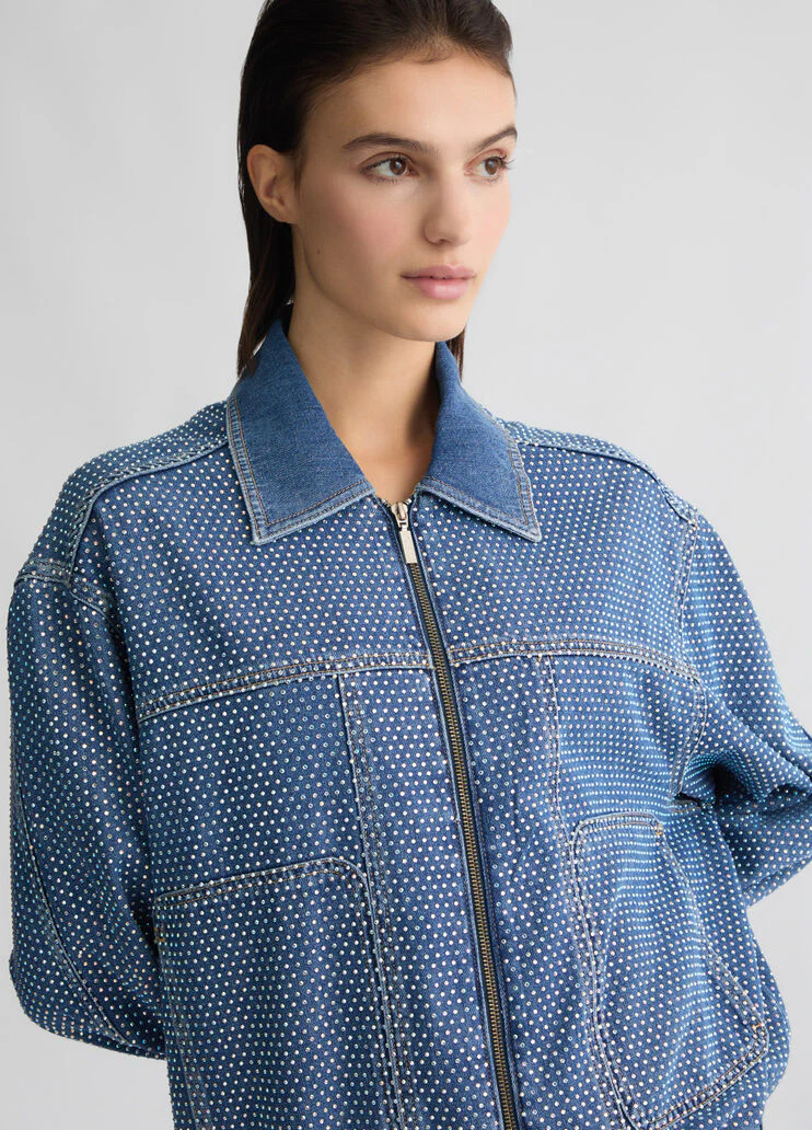 Denim jacket with rhinestones