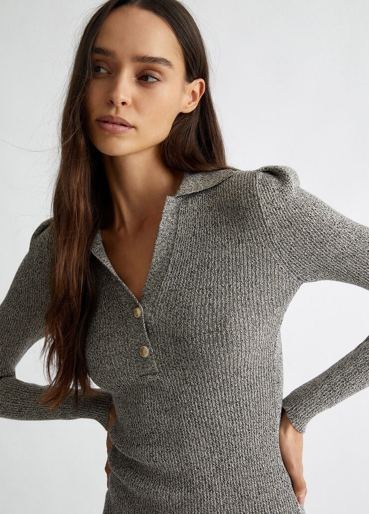 Lurex knit polo-shirt