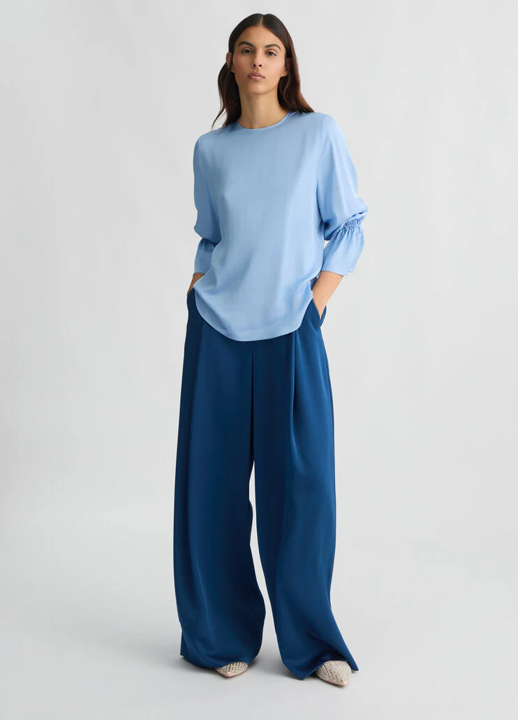 Satin light blue blouse